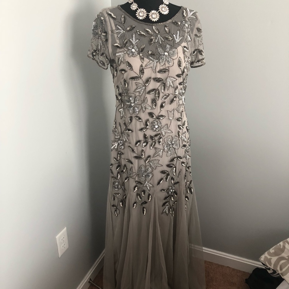 Adrianna Papell Floral Beaded Gown